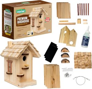 Premium Wooden Bird House Kit - Build it Yourself Birdhouse - Birdhouse Kits for Adults to Build - Woodworking Adult Crafts & DIY Bird House