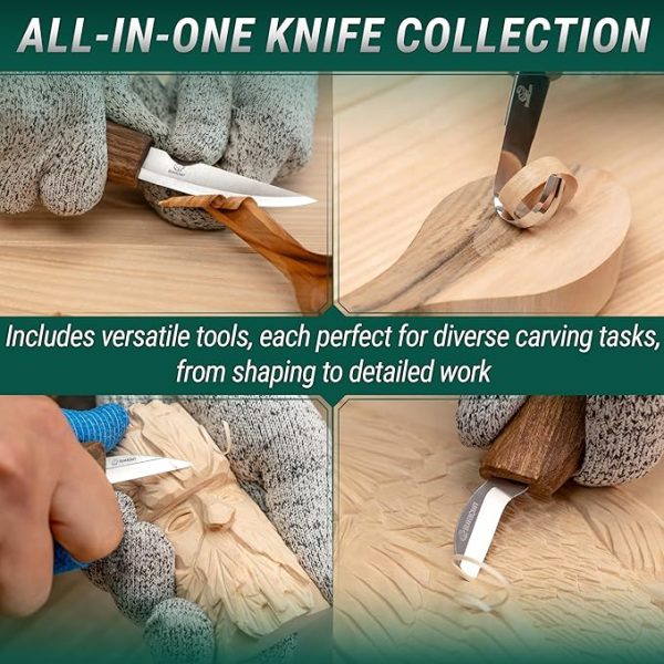 BeaverCraft Deluxe Wood Carving Kit S18X - Wood Carving Knife Set - Spoon Carving Tools Set - Whittling Knives Kit - Woodworking Kit Wood Carving Tools Kit Large Whittling Kit S18X - Image 2